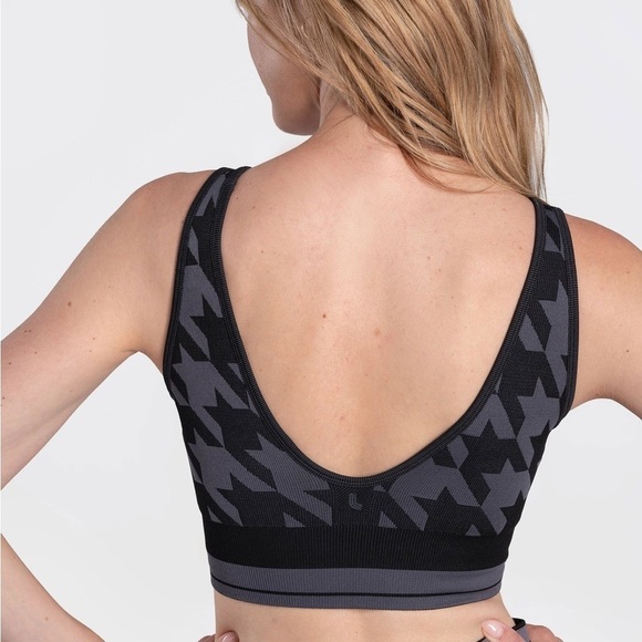 Lole Marlowe Sports Bra Seamless Black Grey Houndstooth Cropped Tank Top - Picture 13 of 13